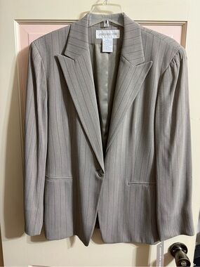 Jones New York Women's  Light Gray Pinstripe Blazer